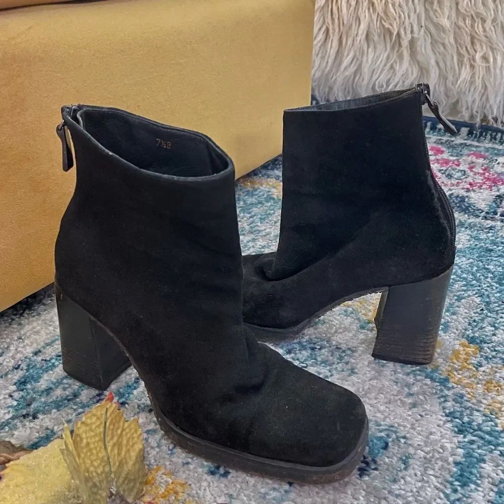 Via Spiga Black Suede Ankle Boots 7.5